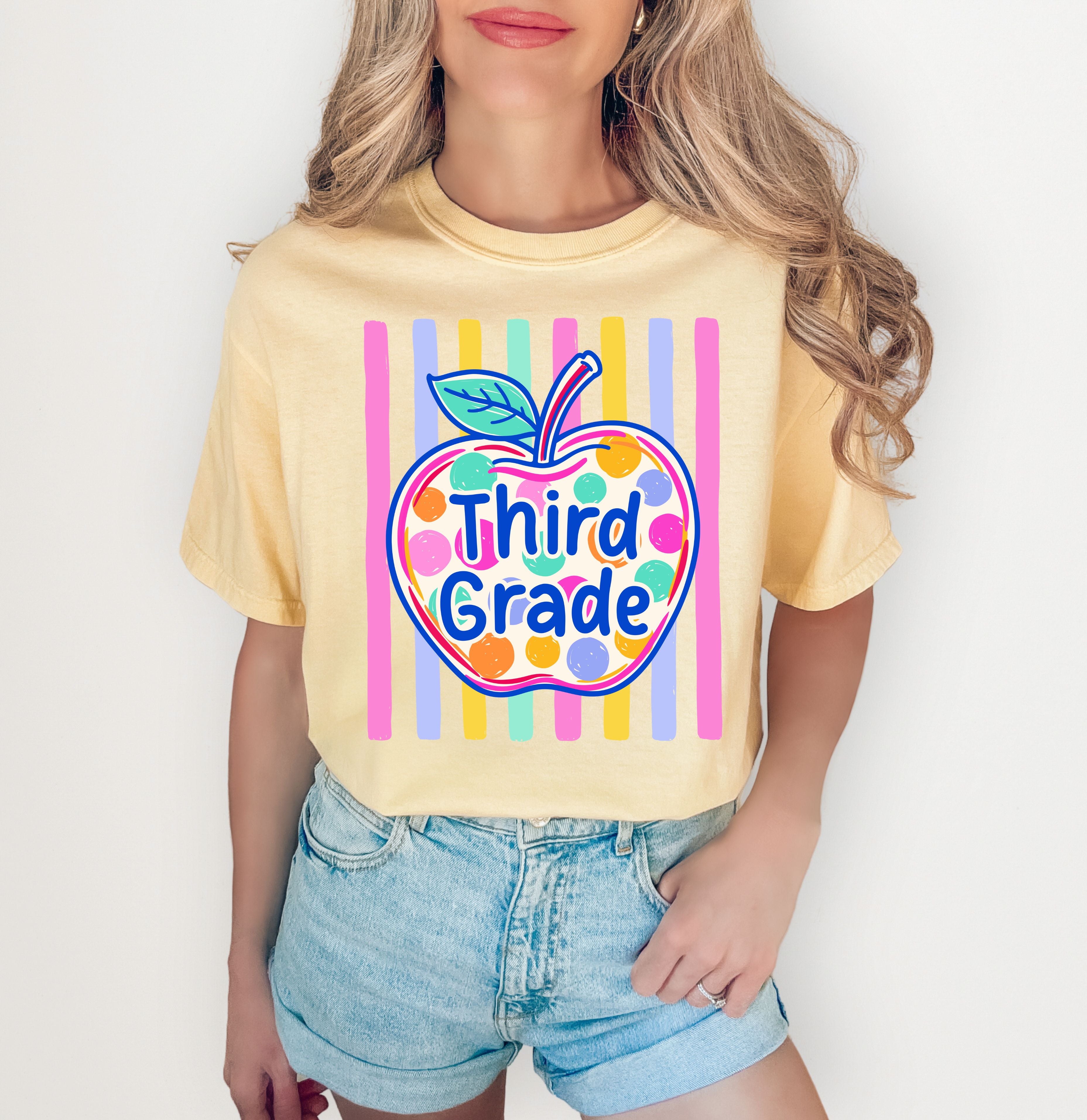 Polka dot apple with bright stripes