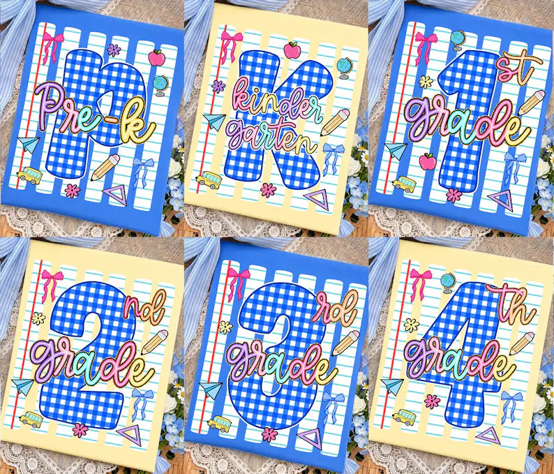 Grade gingham blue number