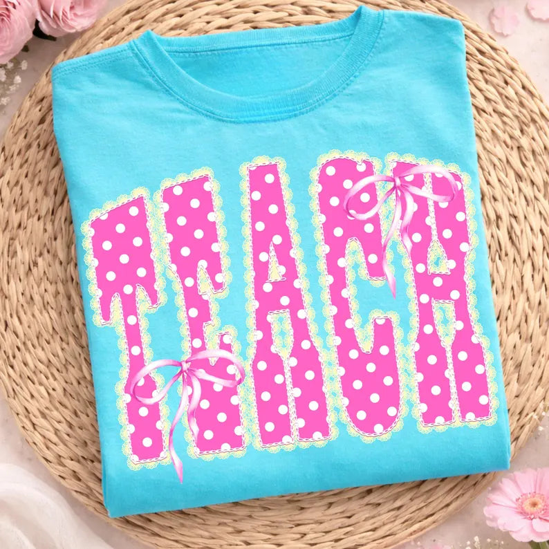 Teach polka dots and bows