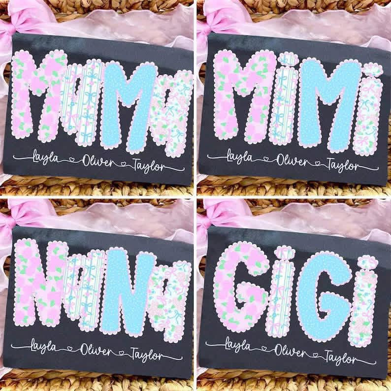 Pink floral with names under